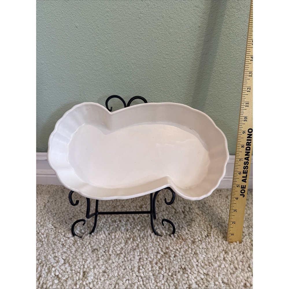 VintageBauer Pottery Abstract Planter Flower Bowl Ivory USA 13"X 7" Mid Century